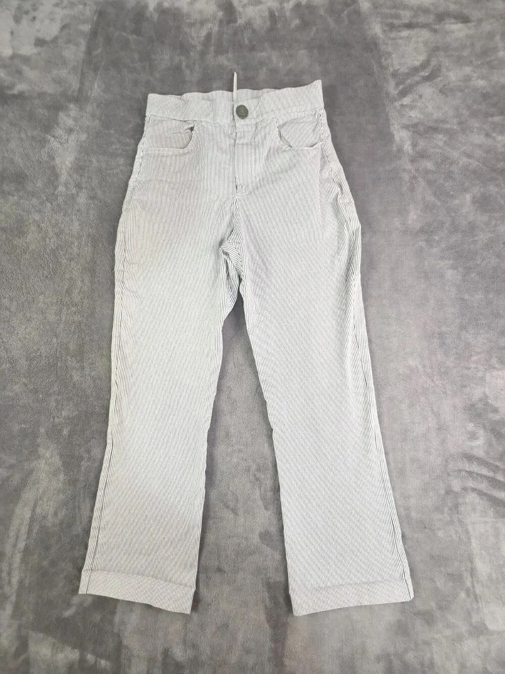 Free People Pants Striped Size S Florence Crop Railroad High Rise White Blue C38